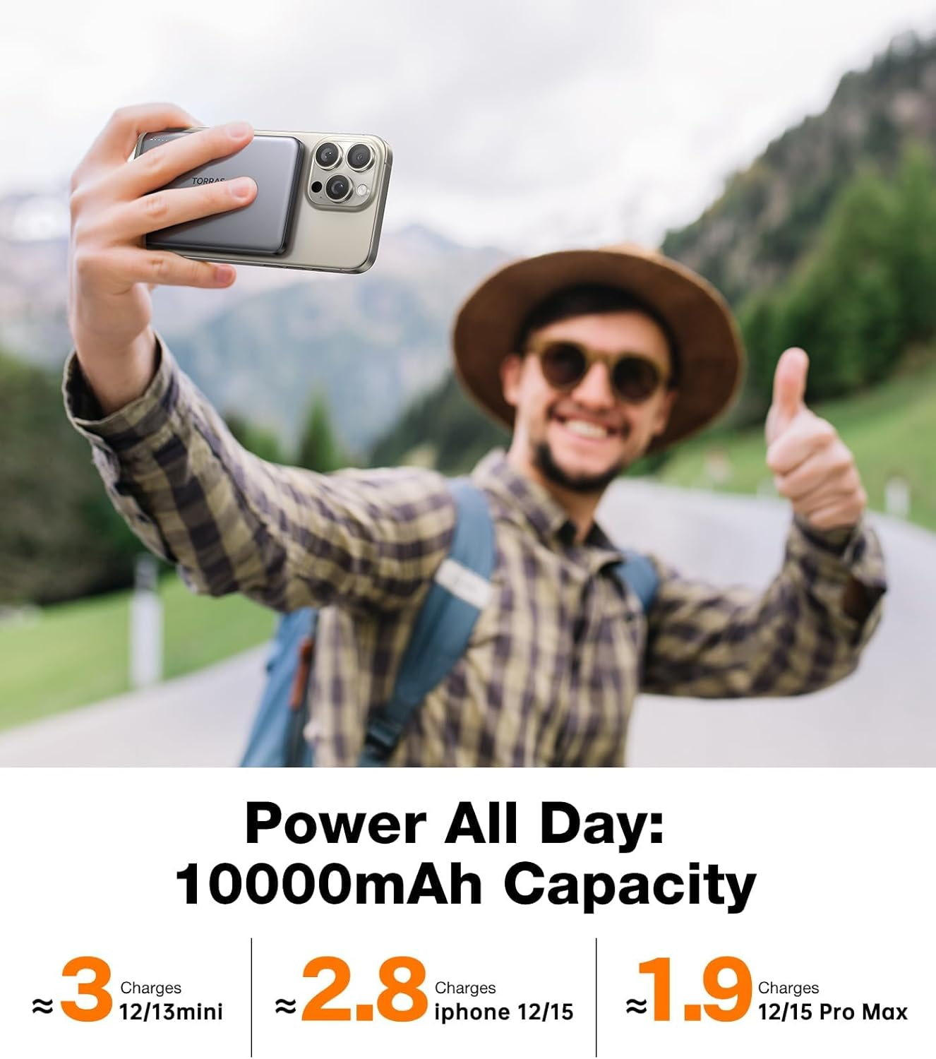 TORRAS Minimag Power Bank,Ultra-Slim 10,000Mah Magnetic Wireless Portable Charger, 22.5W Fast Charging Battery Pack with USB-C Cable Designed for Iphone 17 Pro Max/17 Pro/16/15/14/13/12, Glacier Gray image number 1