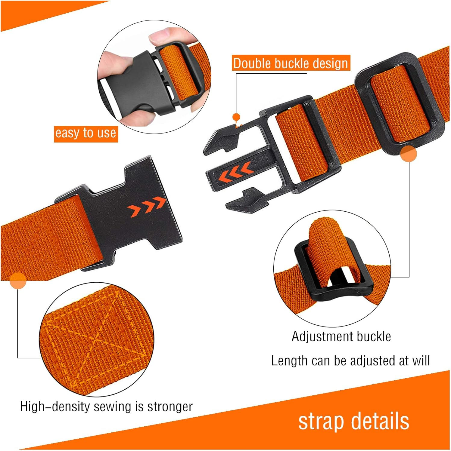 Premium Utility Straps with Quick Release Buckle Adjustable Short Nylon Tie down Straps for Backpack Tactical Lashings Camping Gear Sleeping Bag Mattress Conveyor Belt Luggage