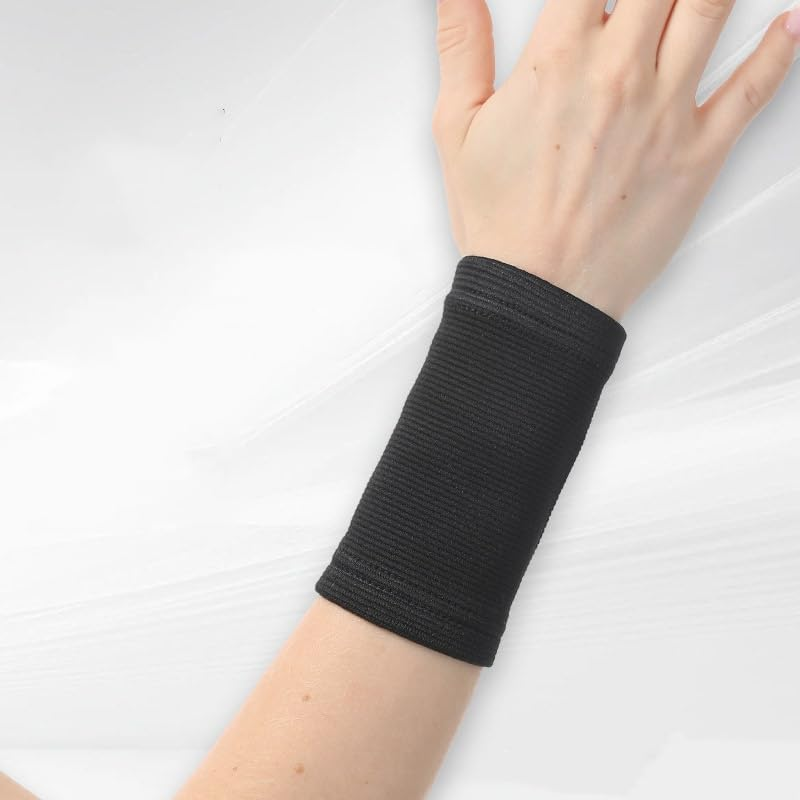 Wrist Band Support Sleeve (1 Pair) - Elastic & Breathable Knitted Fabric Compression Brace - for Tennis, Gym, Sport, Tendonitis