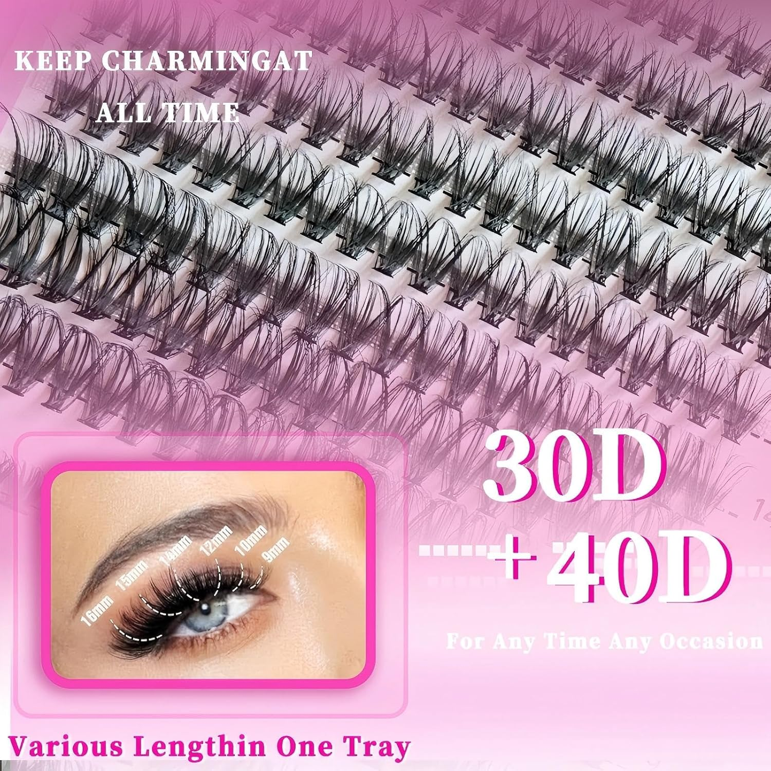 AYOCULTURE Lash Clusters for Natural Look - DIY Eyelash Extensions Kit with 30D 40D 50D, 32 Rows, 640Pcs image number 6