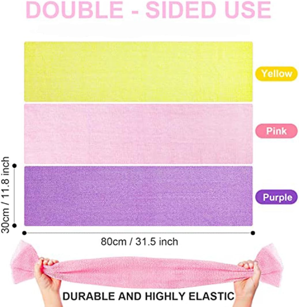 3 Pieces African Exfoliating Net, African Net Sponge Long Net Bath Sponge, Bath Sponge Nylon African Net Cloth Exfoliating Towel Body Scrubber Back Scrubber for Daily Use image number 5