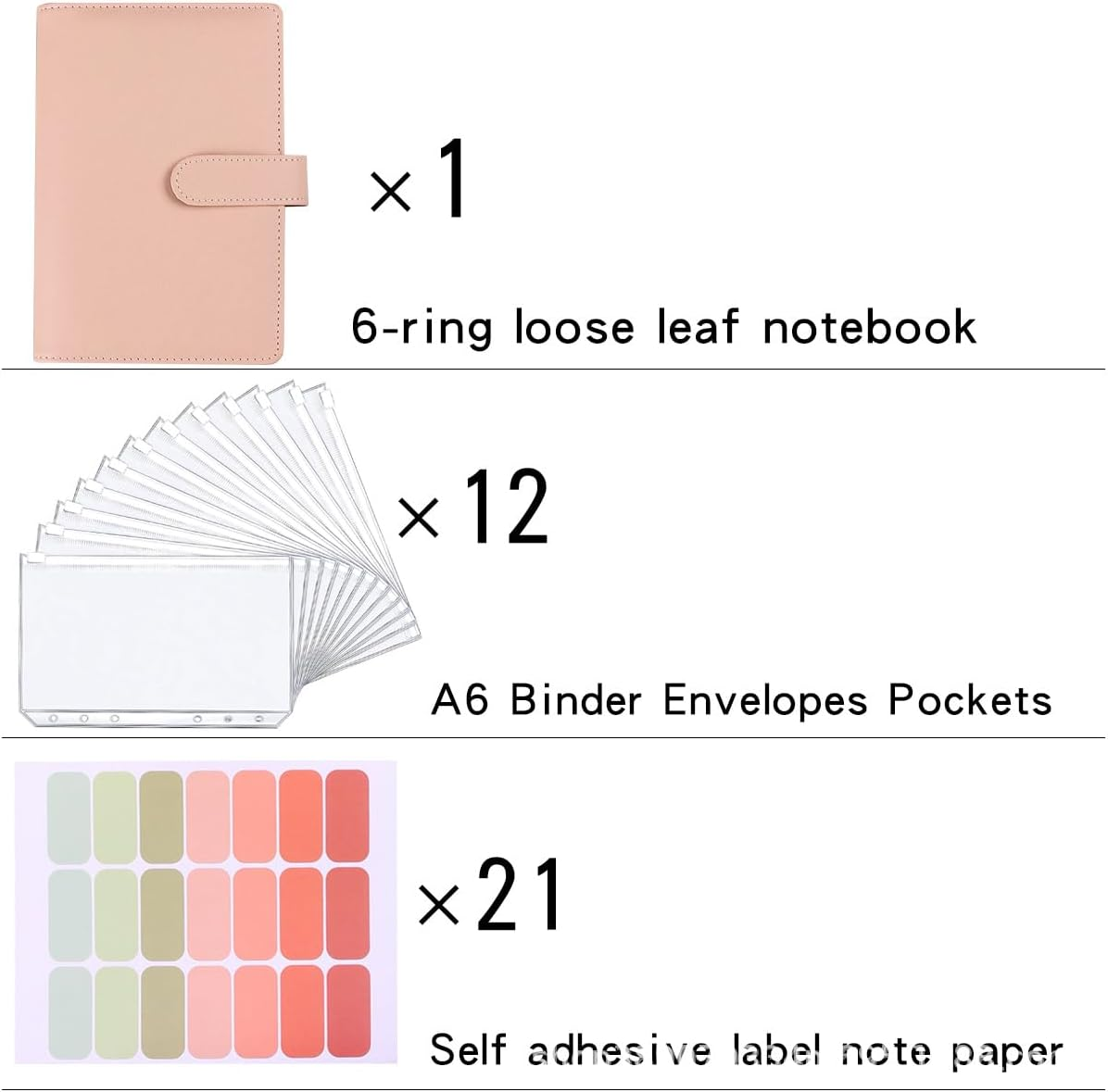 Money Saving Binder, Savings Challenges Book with for Cash Envelopes, 12Pcs Zipper Envelopes A6 Budget Binder, Budget Planner for Managing Budgets and Saving Money (Pink-7.4In) - Green-7.4 image number 4