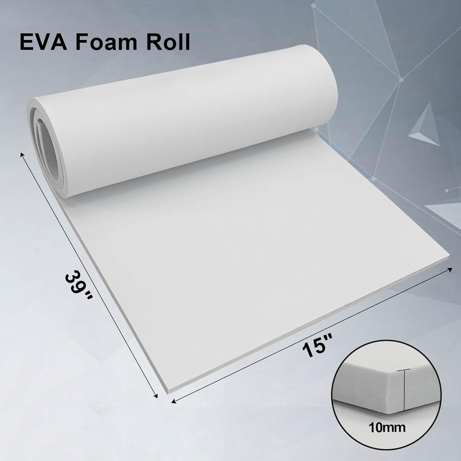 EVA Foam Roll - 10Mm Thick White Craft Foam Sheets - 15" X 39" Large Cosplay Foam Sheet - Ultra High Density 86 Kg/M&sup3; - Pliable & Elastic for Craft Projects Costume Cosplay Foam - by Biguphate image number 2