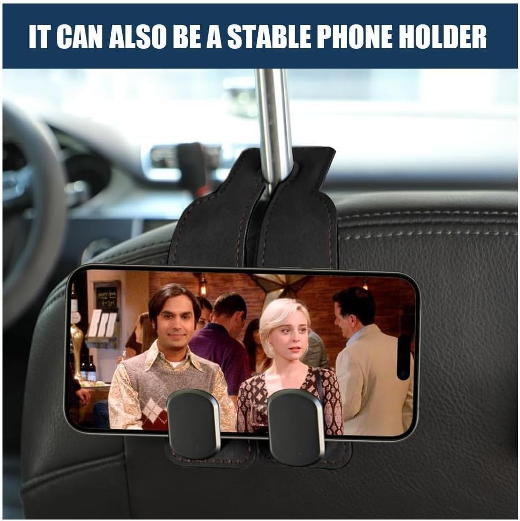 2Pcs Car Seat Back Double Hook 2 in 1 Purse Hook Universal Multifunctional Headrest Hooks Car Organizers and Storage Accessories (2Pcs) image number 3