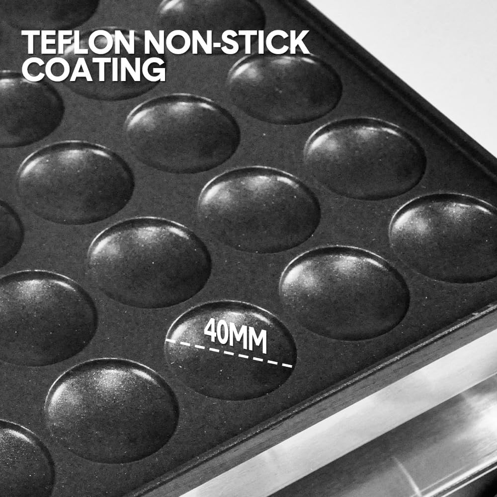 ALSTON Electric Pancake Maker Waffle Dutch Baker Machine Commercial Nonstick Pancake Maker for Making 50PCS, Teflon Poffertjes Dorayaki for Home Restaurants Cafes Bakery image number 3