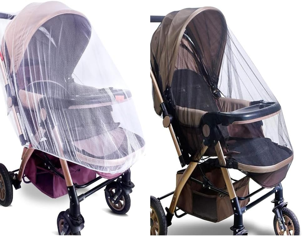 2Pcs Mosquito Net for Stroller, THJOPOKEEL Baby Stroller Mosquito Net, Breathable & Foldable Pram Net Cover with Elastic Edge for Strollers, Bassinets, Cradles, Playards and Portable Mini Crib image number 4