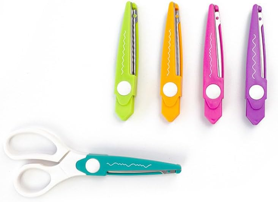 AIMALL Kids' Creative Scissors Set with 5 Decorative Blades, 6.93 Inch DIY Craft Scissors for Fun Arts & Crafts, Includes Carry Case image number 2