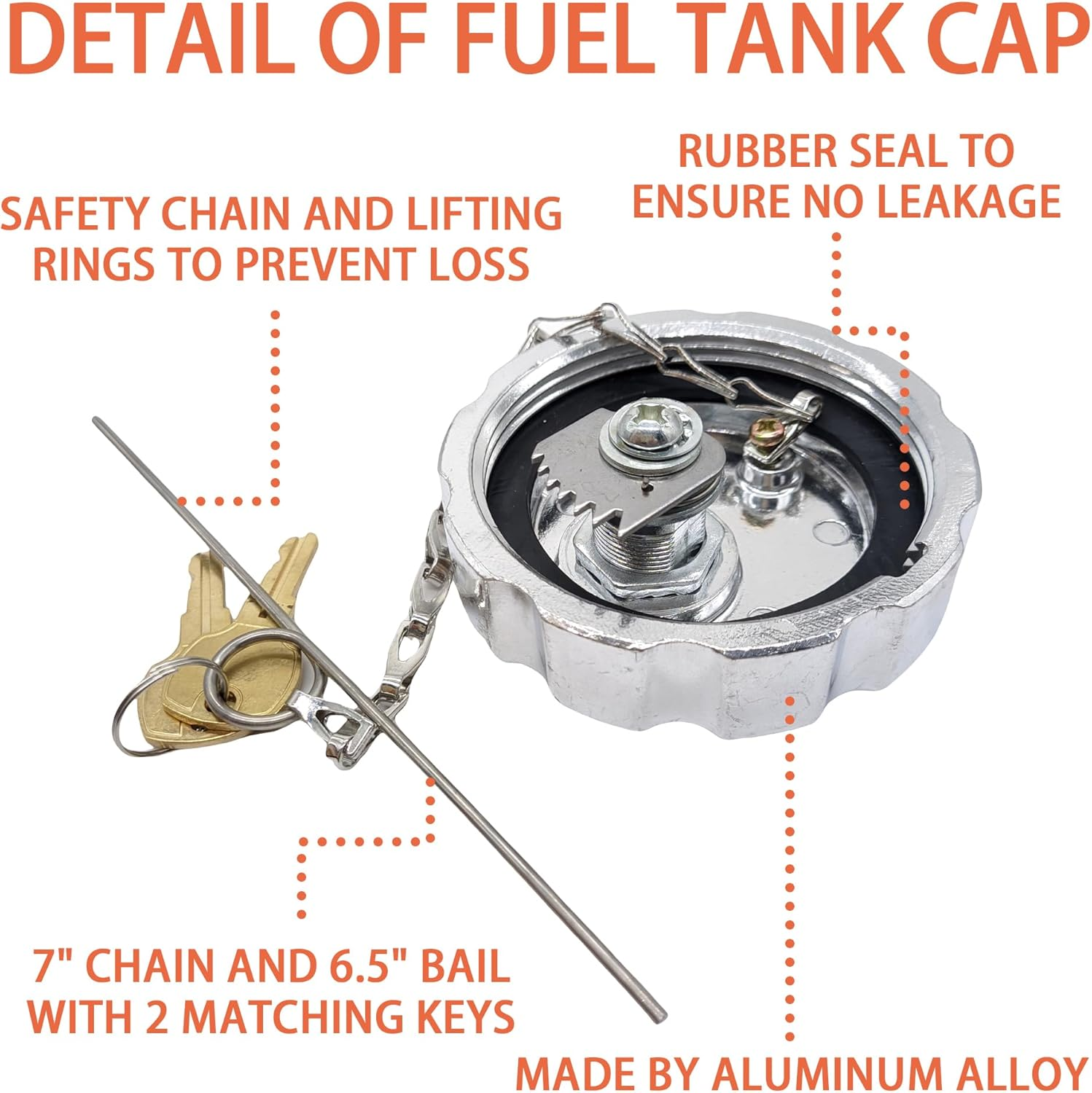 JEEFHO 2Pcs 20770691 3&Prime; Locking Fuel Cap, Truck Fuel Tank Cap Compatible with Volvo VN & VNL Heavy Duty Trucks Models, Replaces # S-23949 20511590 VOL20770691 Fuel Tank Cap (2Pcs) image number 3