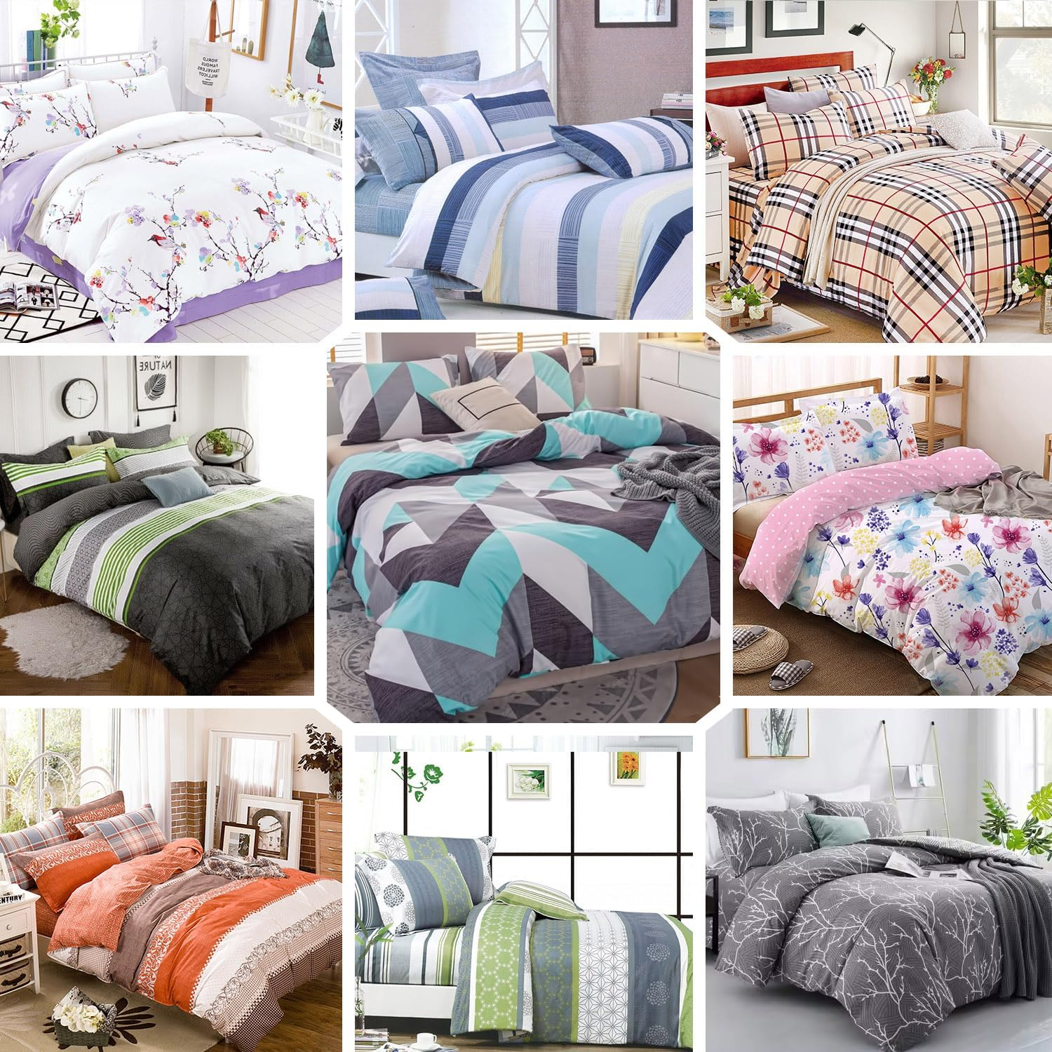 100% Cotton Quilt Doona Duvet Cover Set - Soft and Breathable - 9 Designs - 6 Sizes (King Single, 2) image number 4