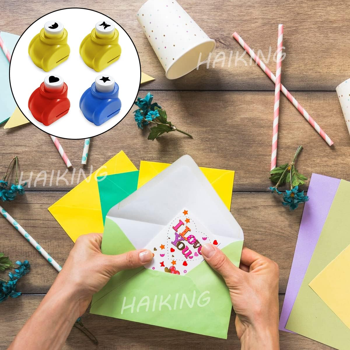 Paper Punches, 4 Pcs Craft Printing Shaper Puncher for DIY Projects, Paper Crafts, Scrapbooking, Card Making (4 Patterns) image number 3