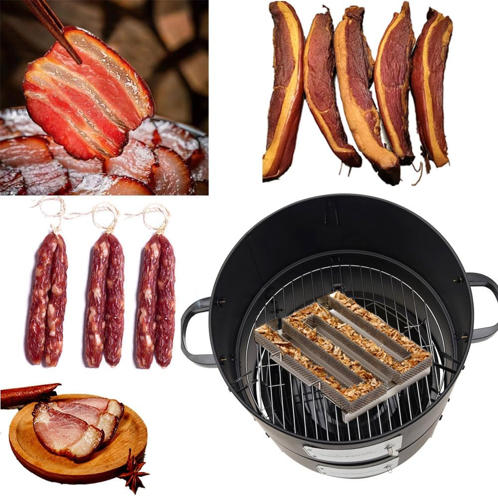 Cold Smoke Generator, Pellet Smoker Generator for Hot and Cold Smoking, Stainless Steel Smoker Cold Smoking, Square Cold Smoker Generator for Kettle(22 X 16.5 Cm)