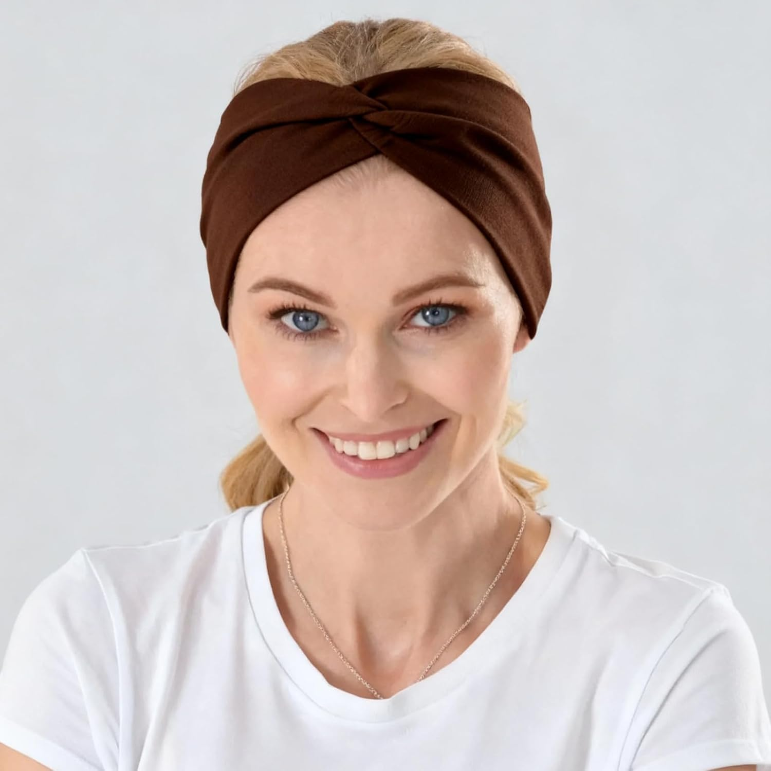 6 Pcs Leopard Print & Solid Color Hair Bands,Wide Elastic Headbands for Women,Yoga Sports Hair Bands,Boho Fashion Knotted Headbands for Women Girls image number 2