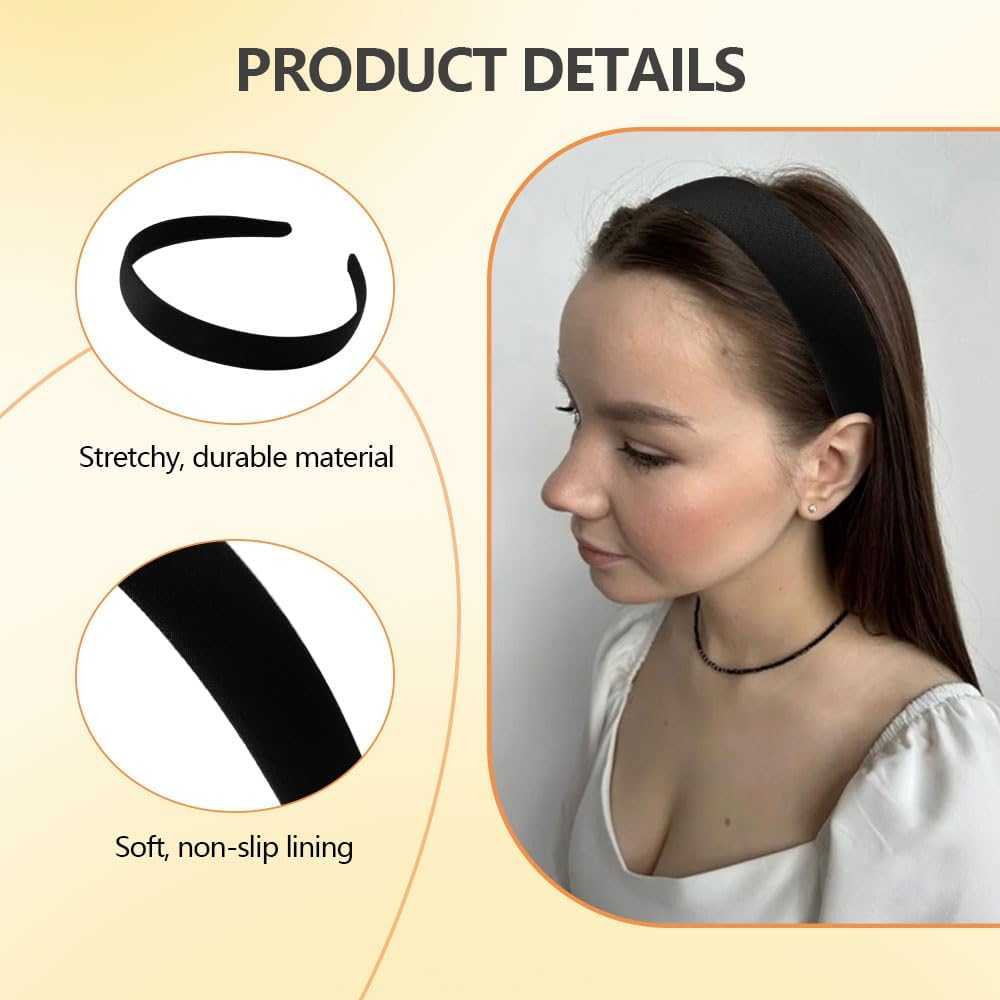 Pack of 4 Simple Women'S Headbands, 1.5 Cm / 2 Cm Wide, Flexible, Non-Slip Hairband, Vintage Plastic Headband, Black, Fashion, Comfortable, Wide, Hard Headband for Women, Girls, Christmas Party image number 6