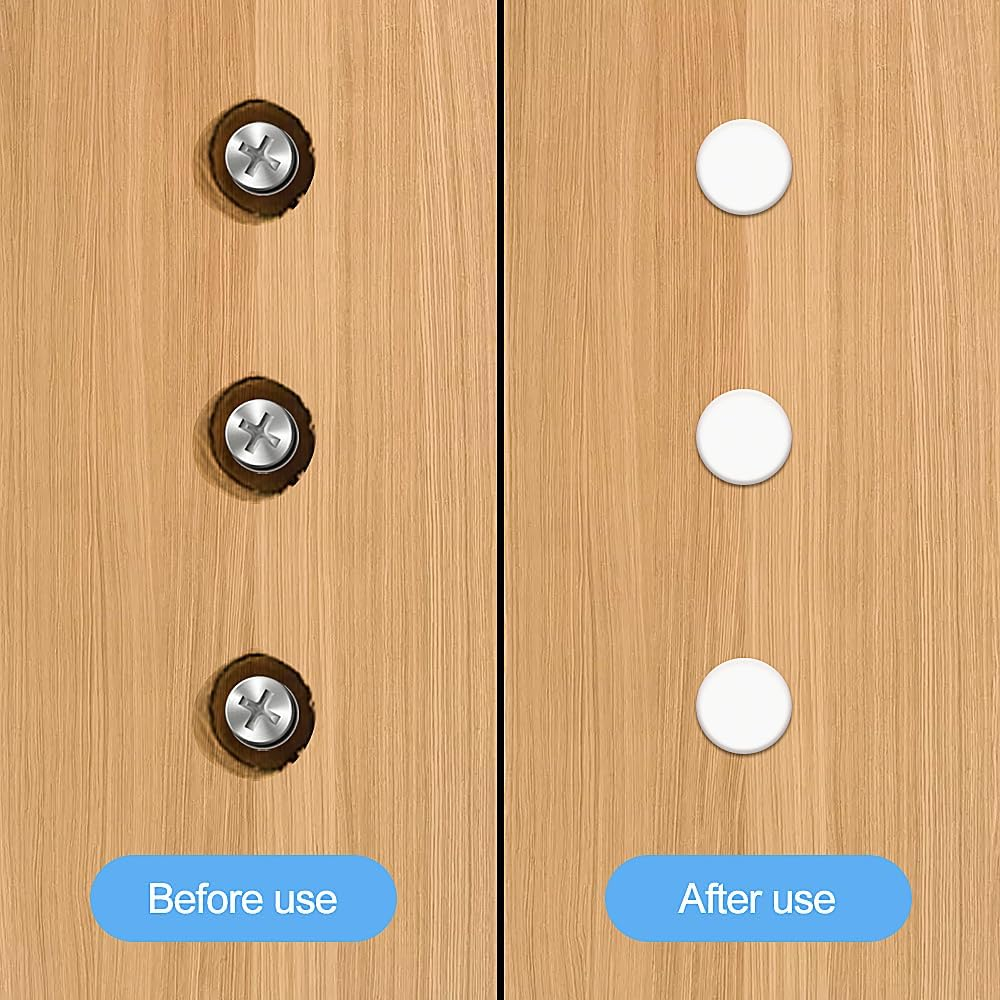 DGN Pack of 200 Cover Caps for Drill Holes, 5 Mm Drill Hole Cover Caps, Furniture Hole Cover, White, Plastic Hole Plugs, Cabinet Cover Plugs, Plastic Hole Cover Caps, for Screws, Holes image number 5