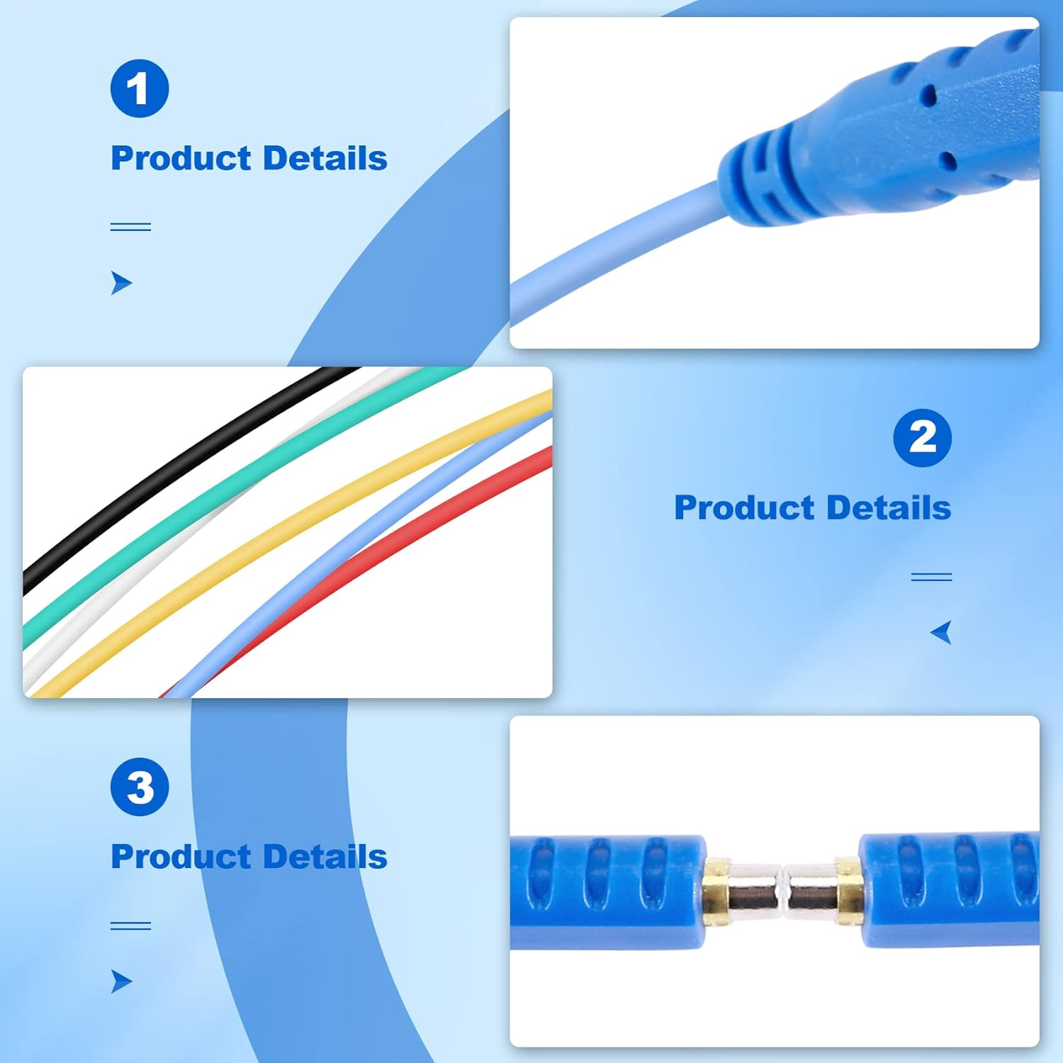 Elqater 6PCS Magnetic Test Leads Silicone Soft Flexible Jumper Test Wires 3.3FT 20AWG 30V AC 5A Compatible with Thermostats, Control Panels, Sensors, Switches, Alarm Panels image number 2