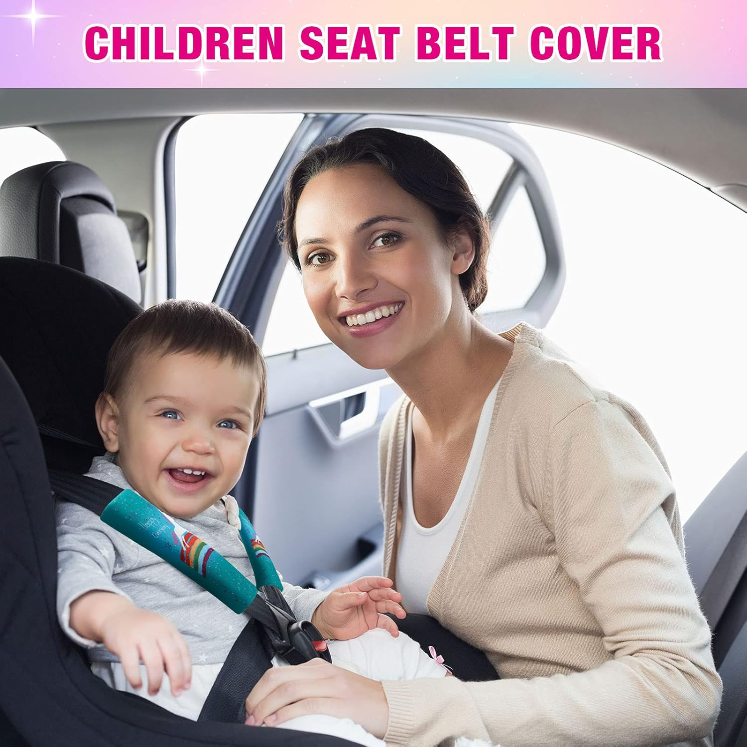 4 Pieces Kids Car Seat Belt Covers Car Seat Shoulder Pads Soft Car Seat Straps Covers Seatbelt Pillow for Baby Kids Seatbelt Cushion for Girls and Boys image number 2