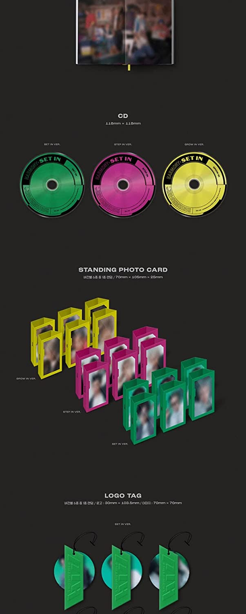 P1Harmony HARMONY : SET in 5Th Mini Album STEP in Version Cd+96P Photobook+1Ea Standing Photocard+1Ea Logo Tag+1Ea Photo Stamp+1P Special Photocard+1P Selfie Photocard+Tracking Sealed image number 5