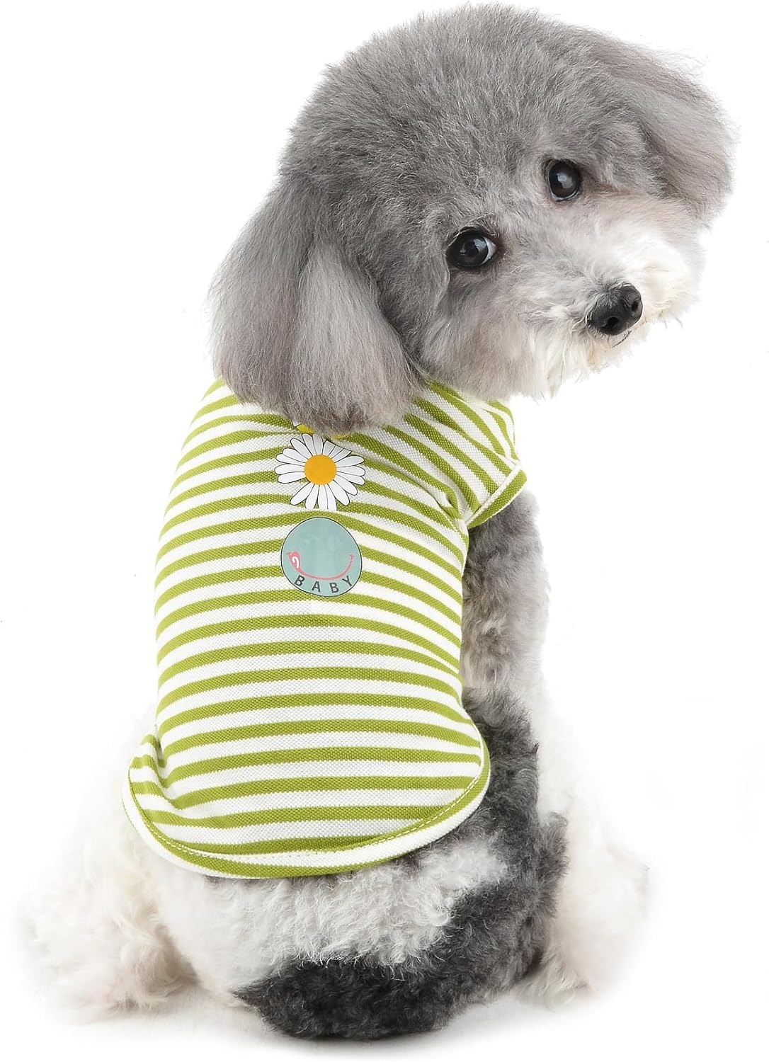 Zunea Dog Shirts for Small Dogs Soft Cotton Summer T-Shirts Striped Puppy Clothes Tee Shirt Sleeveless Vest Pet Girls Boys Tank Top Apparel Chihuahua Clothing for Doggie Cats Green XL image number 3