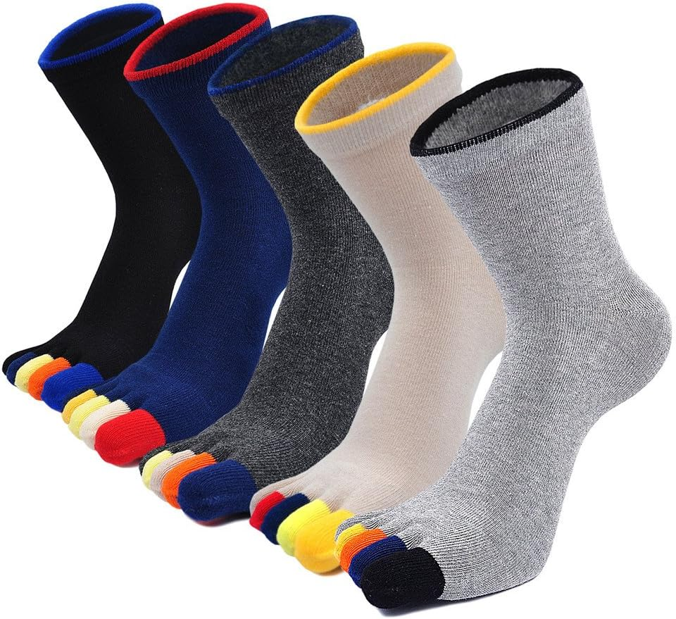 Mens Toe Socks Crew Running Five Finger Socks Cotton image number 2
