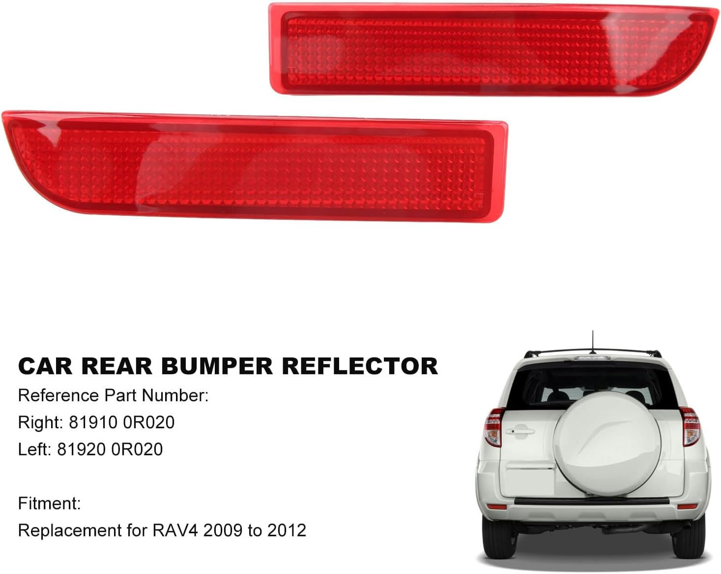 Car Rear Bumper Reflector 81910 0R020 Rear Bumper Light Reflector Red ABS Rear Lens Bumper Reflectors Rear Bumper Light Reflector for RAV4 2009 to 2012 image number 5