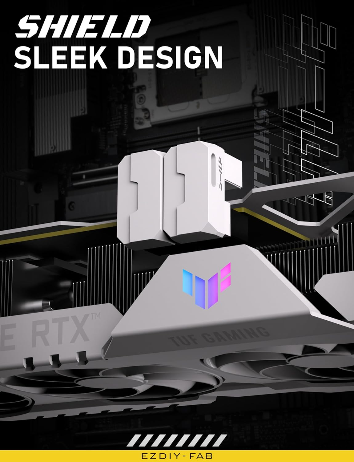 EZDIY-FAB Shield Series 8-Pin Pcie GPU Power Adapter,180-Degree U-Turn Angled Connector, Aluminum Design for Graphics Cards &ndash; Reverse Type,White-1 Pack image number 6