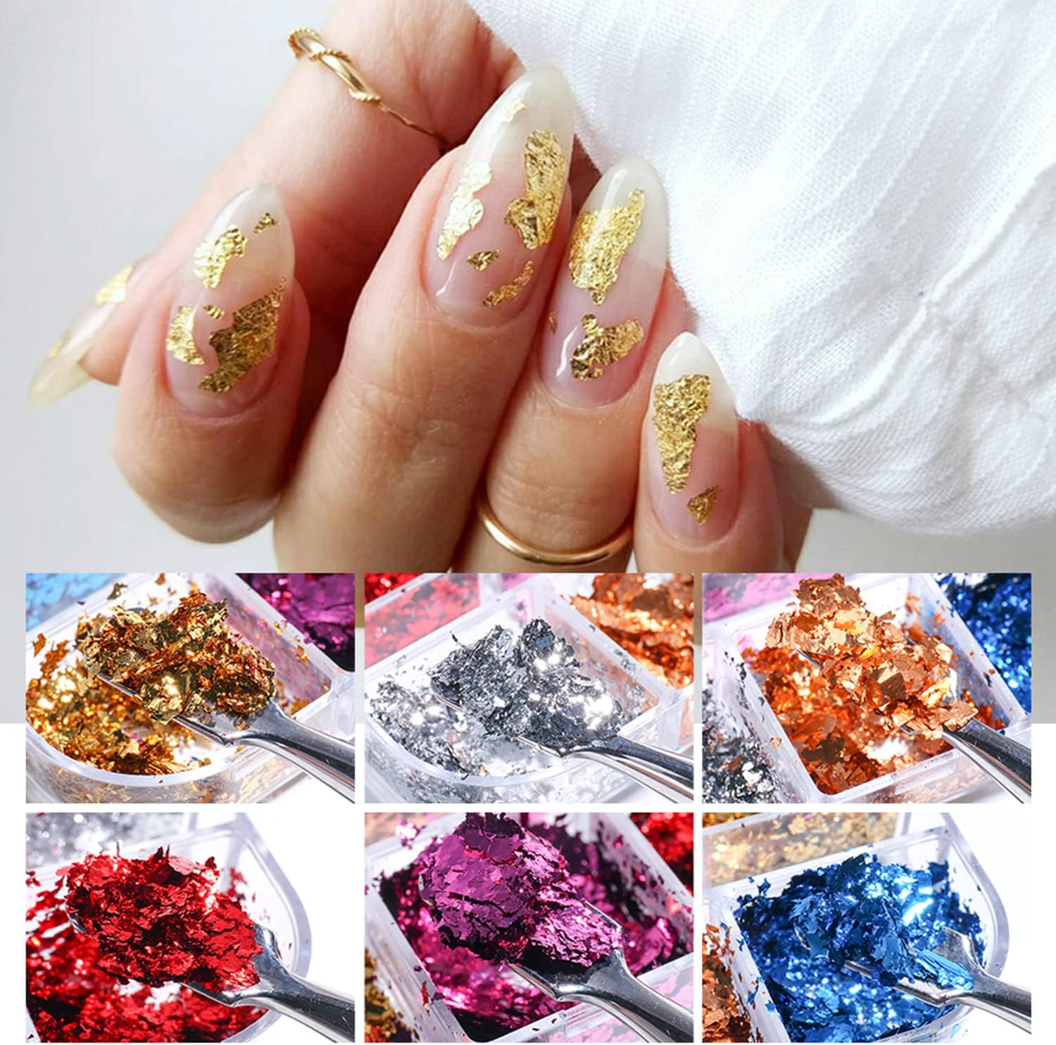 Holographic Nail Glitter Foils, 12 Colors Sparkly Ultra-Thin Aluminum Foil Nail Art Flakes Design, Laser Nail Sequins Acrylic Supplies for Women Girls Manicure Charms Decorations, DIY 3D Nail Art Tips image number 5