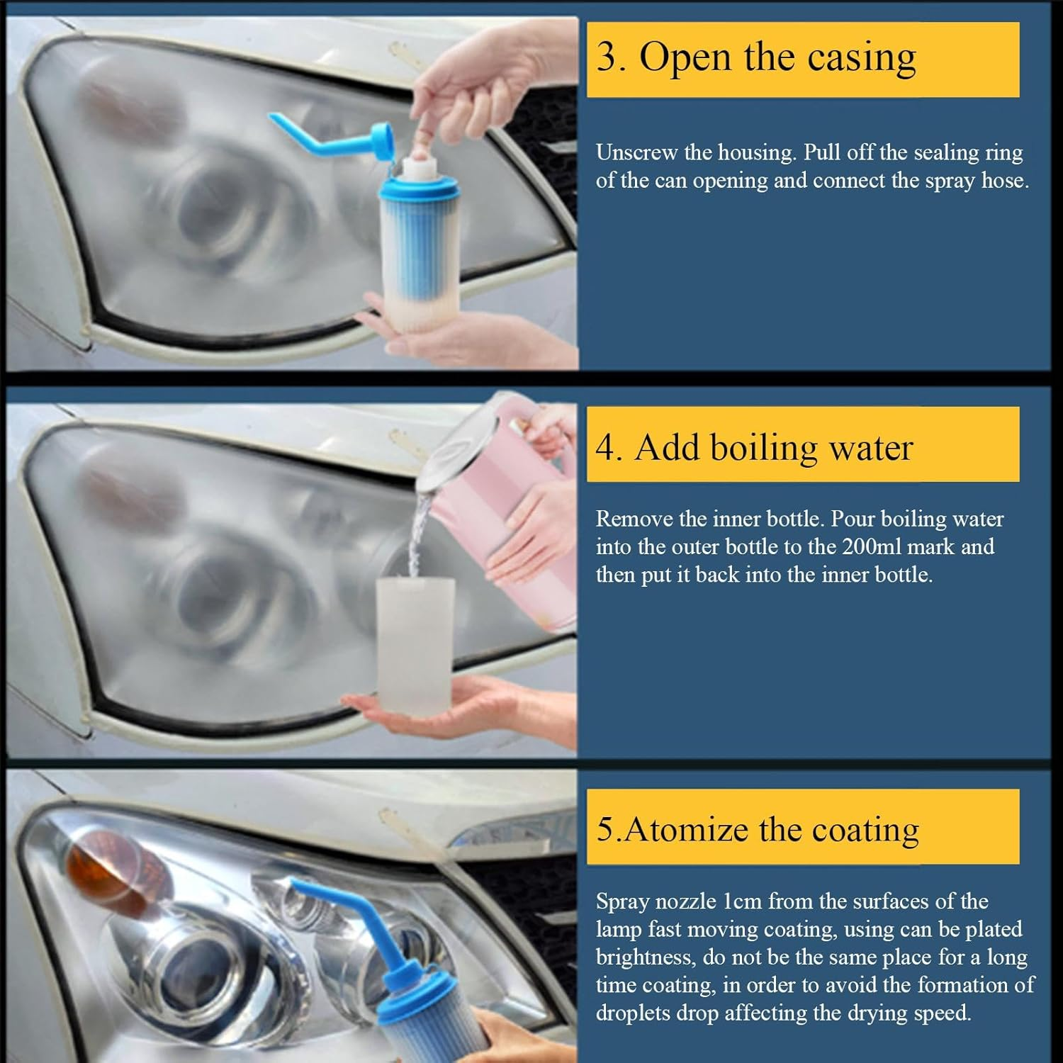 Mivpzisk Headlight Restorer Kit, Headlight Restoration Kit Automotive Polishing Repair Kit, Yellowing Car Care Scratch Restorer Kit with Repair Liquid for Taillight & Car image number 6