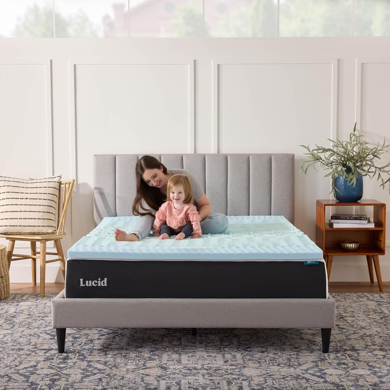 LUCID LU20KK30ZNGT 2 Inch 5 Zone Gel Memory Foam Mattress Topper - King
