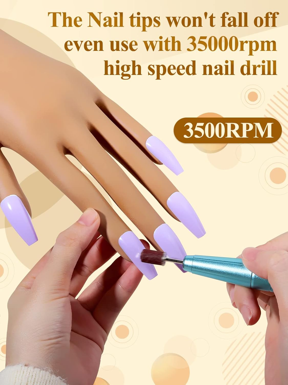 LIONVISON Practice Hand for Acrylic Nails- Silicone Nail Hand Practice Upgrade Nail Tips Never Fall Off, Fake Nail Manican Hand for Nail Practice, Flexible Practice Maniquin Hand with 200PCS Nail Tips