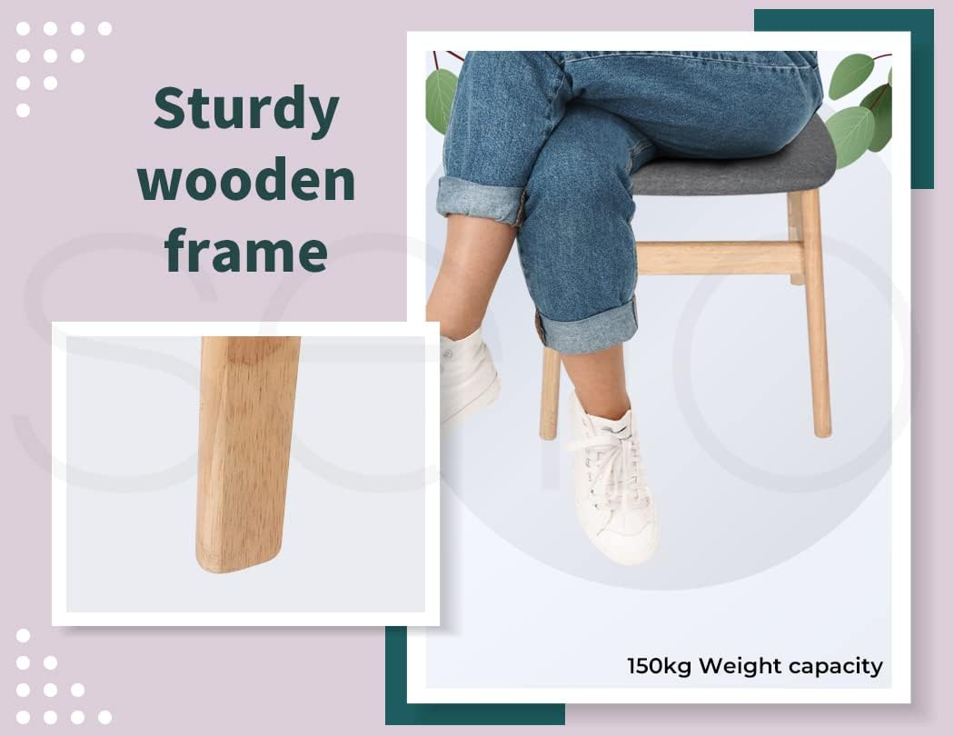 LEVEDE Dining Chairs, Set of 2 Reading Seating, Soft Fabric Kitchen Chairs, Home Furniture for Dining Room, Living Room, Cafe, Courtyard (44Cm Seat Height, Color Oak)