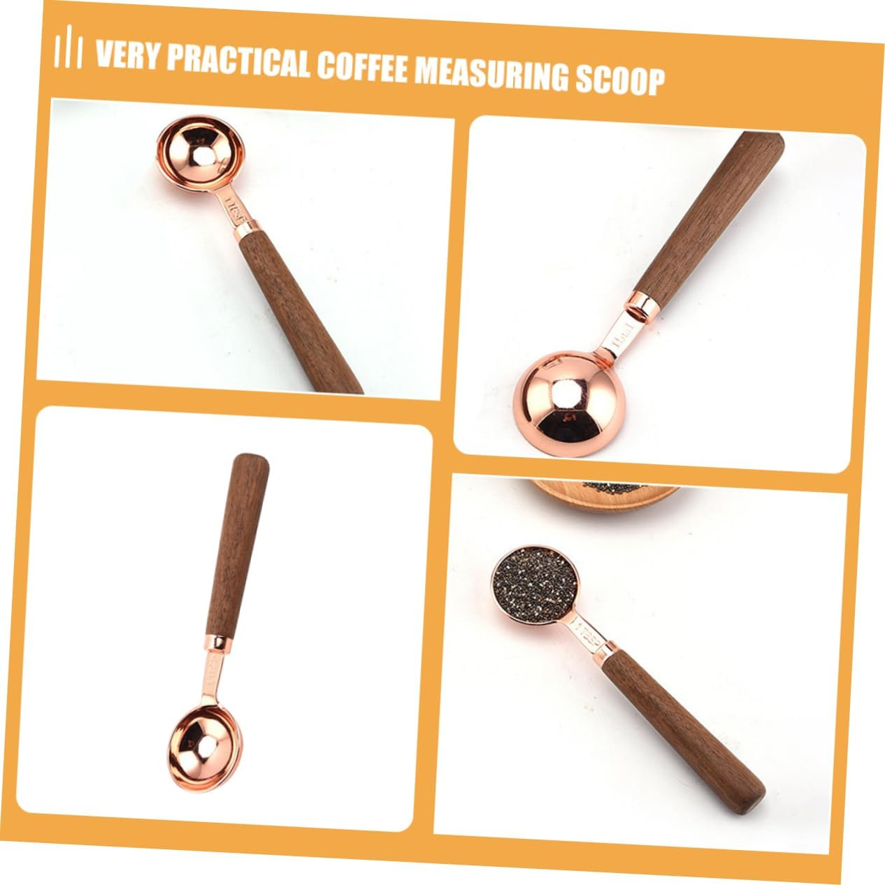 Hohopeti 2Pcs Measuring Spoons Spice Scoops Kitchen Measure Spoons Wooden Handle for Coffee Beans Tea Leaves image number 2