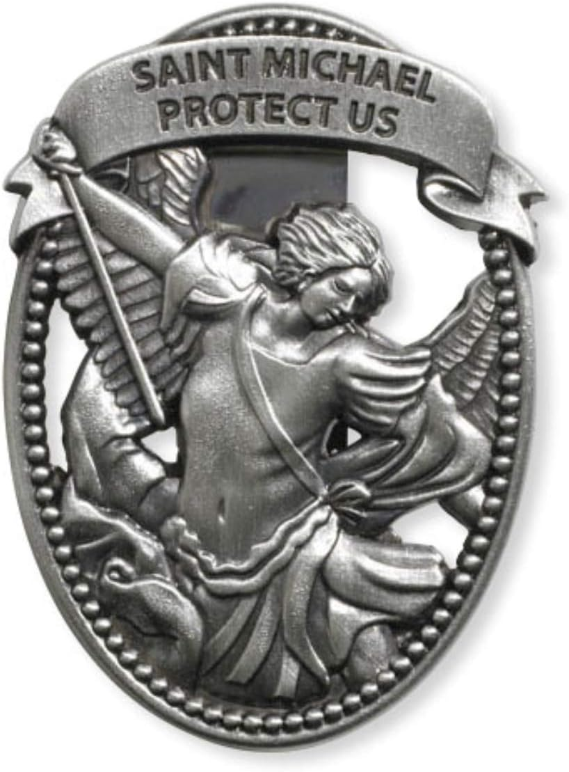 Archangel Saint Michael Protect Us 2 1/4 Zinc Alloy Visor Clip image number 1