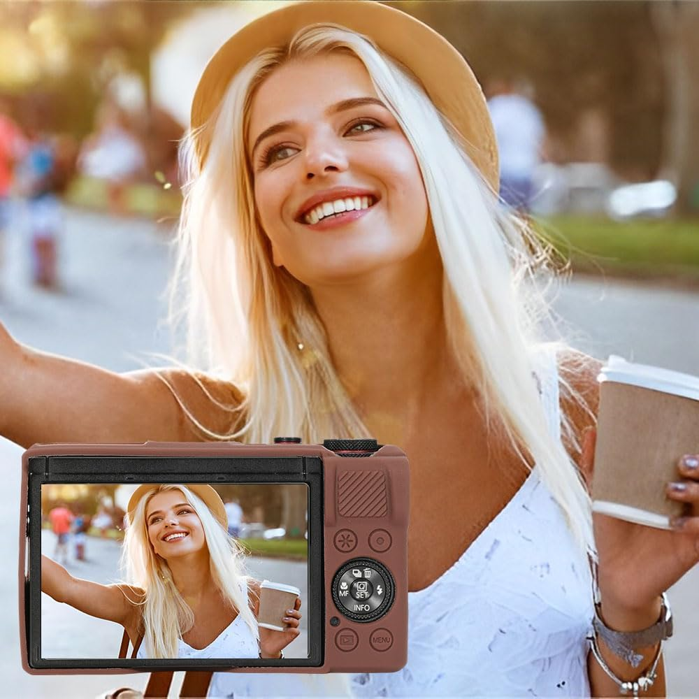 Case for Canon Powershot G7X3 Digital Camera, G7XIII Camera Silicone Case, Anti-Scratch Slim Fit Soft Skin, G7X3 Accessories with Detachable Lens Cover (Coffee) - Red image number 6