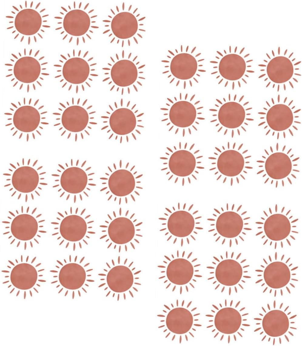 HOMSFOU 3Pcs Sun Wall Stickers Self-Adhesive Decals for Room Living Room Classroom Easy to Peel Removable No Sticky Residue Adorable Wall Art Decor