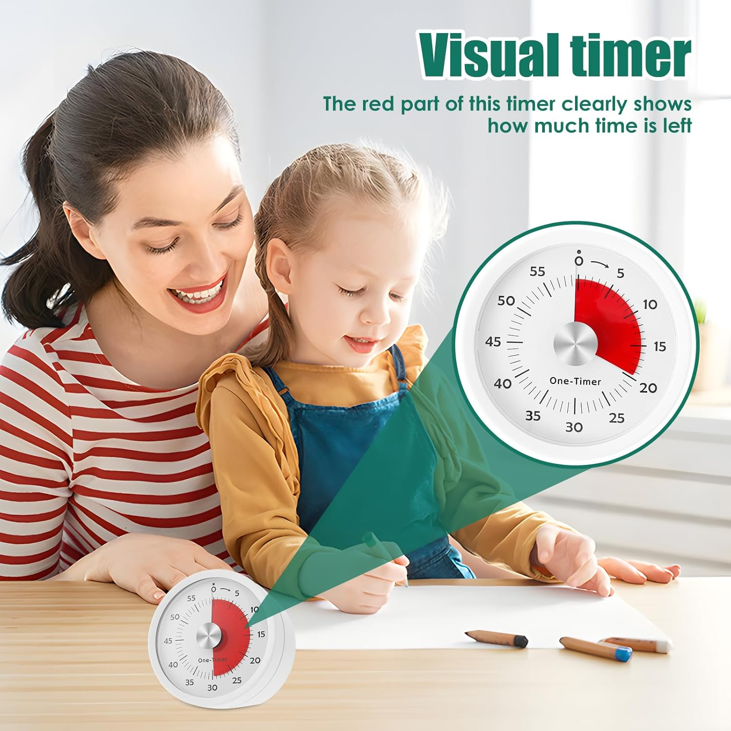 Awobepl Visual Timer 60 Minutes Magnetic Countdown Timer Compact Desk Timer No Ticking Kids Visual Timer for Classroom Cooking Fitness Studying Working image number 4