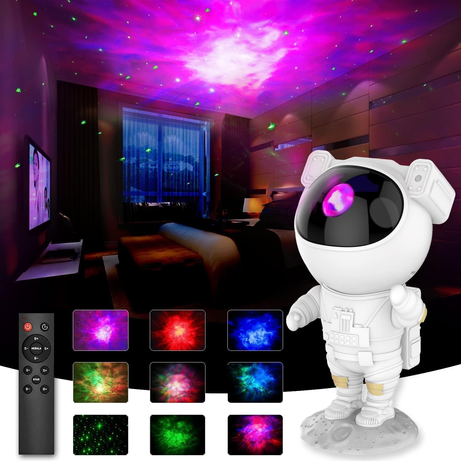 Orco Astronaut Galaxy Projector Night Light &ndash; LED Star Nebula Lamp for Bedroom Decor, Kids Room, Gaming Lights, Home Theater & Aesthetic Room Decor with Timer and Remote image number 2
