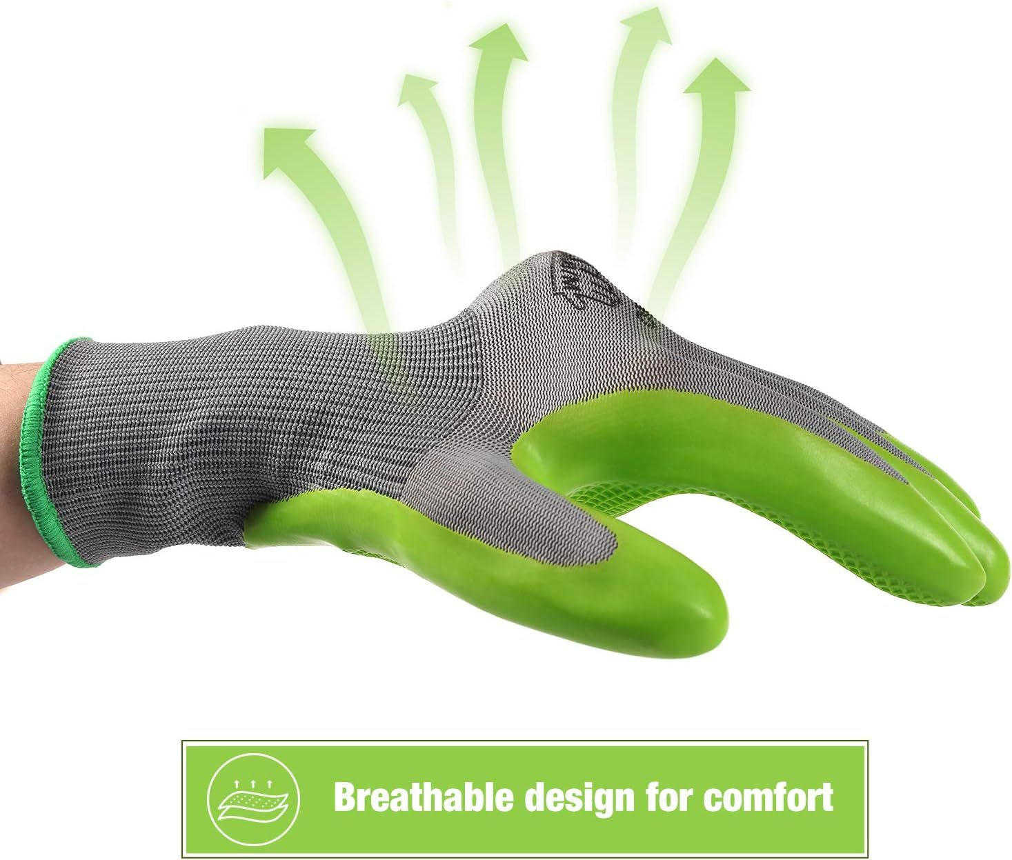 WORKPRO 6 Pairs Garden Gloves, Work Glove with Eco Latex Palm Coated, Working Gloves for Weeding, Digging, Raking and Pruning(L) image number 2