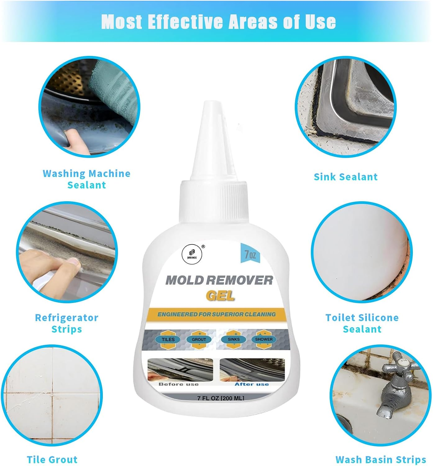 Bundle - Washing Machine Cleaner Tablets (20 Pack) & 7 Oz Mold Remover Gel | Deep Cleaning, Odor & Mold Removal | Multi-Purpose Cleaner for Washing Machines, Household Surfaces & Bathrooms image number 4