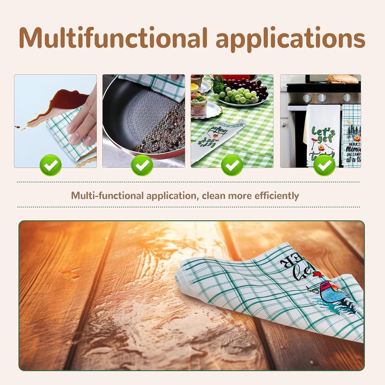 4/6 Pcs Camping Kitchen Towels Microfiber Camper Dish Towels Printed with Funny Sayings Absorbent Dish Towels Novelty Kitchen Hand Towels Decorative Tea Towels for Kitchen Bathroom Home (4Pcs) image number 3