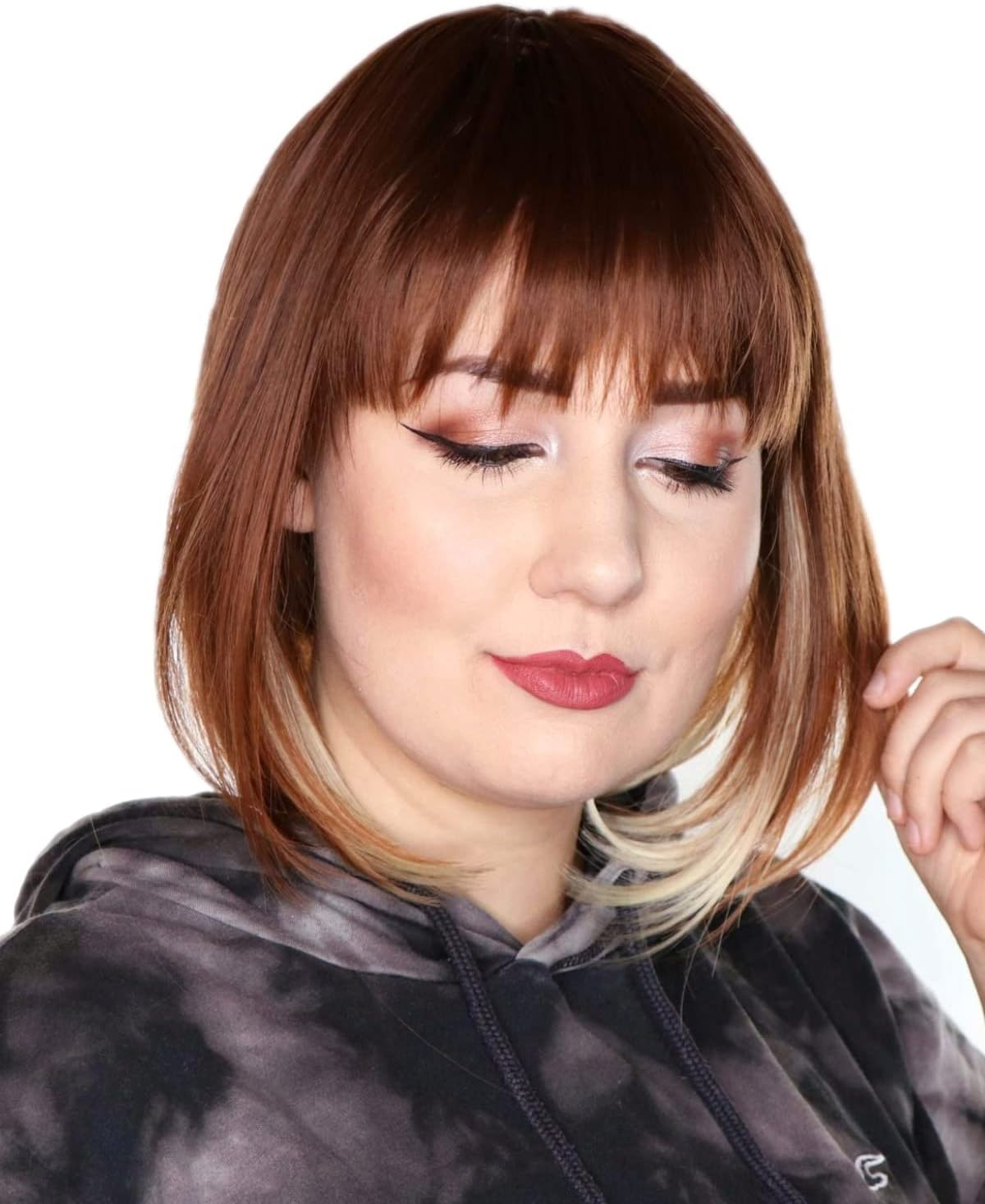 Prettyland C1415 Women'S White Bob Medium Length Short Natural Wig Matte Smooth Daily Date a Live Anemie Short Wig