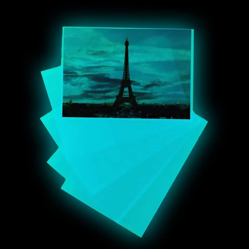 Glow in the Dark Photo Paper,Glow Paper,Glow in Dark Photo Paper,Glow in Dark Digital Paper Luminous Printing Paper Photoluminescent Inkjet Printing Paper for Pictures (5Pcs A4 Glow Blue)