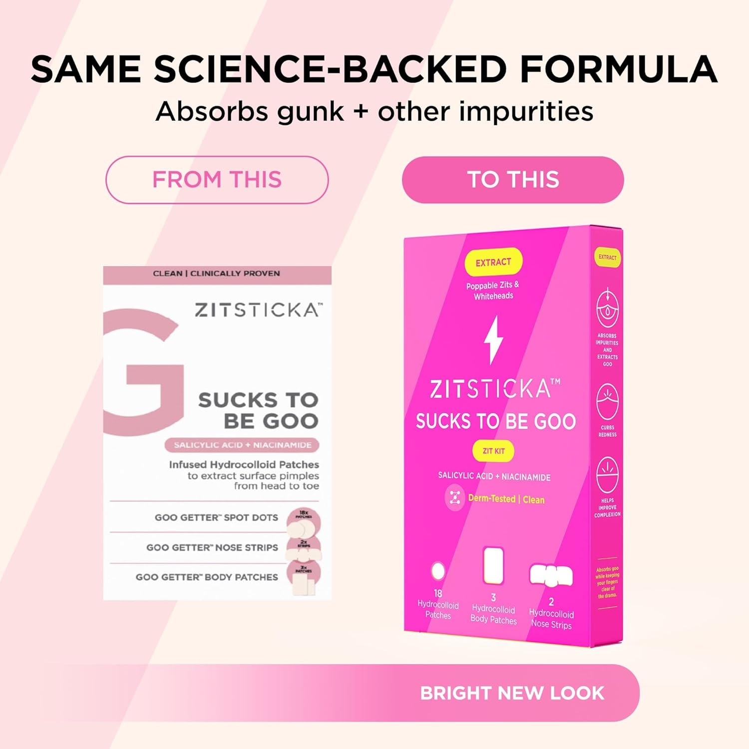 Zitsticka Pimple Patches for Face and Body, Goo Getter Hydrocolloid Patches to Cover Zits & Blemishes, Acne Patches or Zit Spot Stickers, Body Blemish Patch (Sucks to Be Goo 23 Pack) image number 1