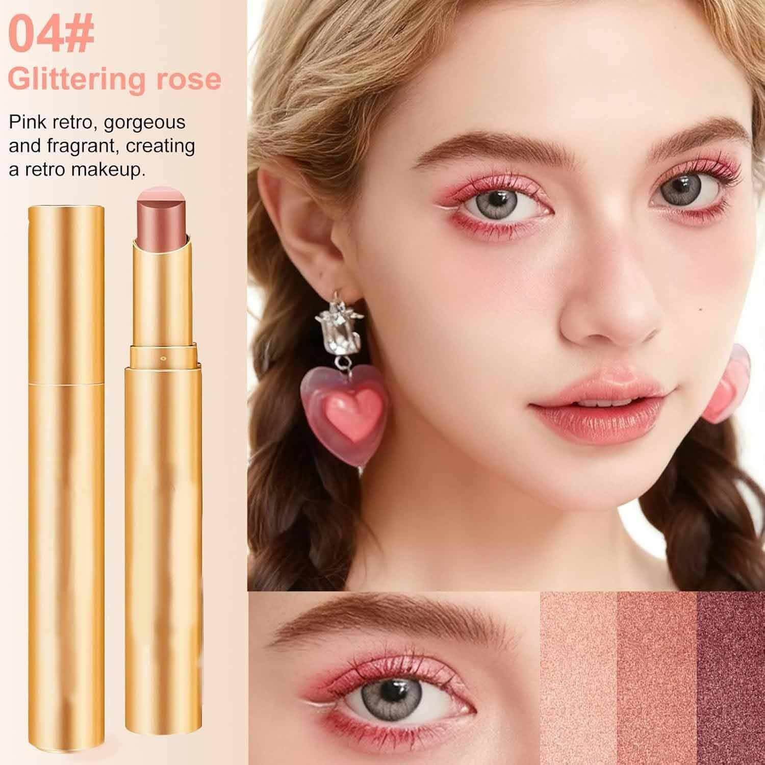 3-Color Gradient Eyeshadow Stick Set,Waterproof Long-Lasting Cream & Glitter Eyeshadow Sticks,For Day and Night,Portable Glitter Shadow,For Women (All, SIZE) - 2 image number 3