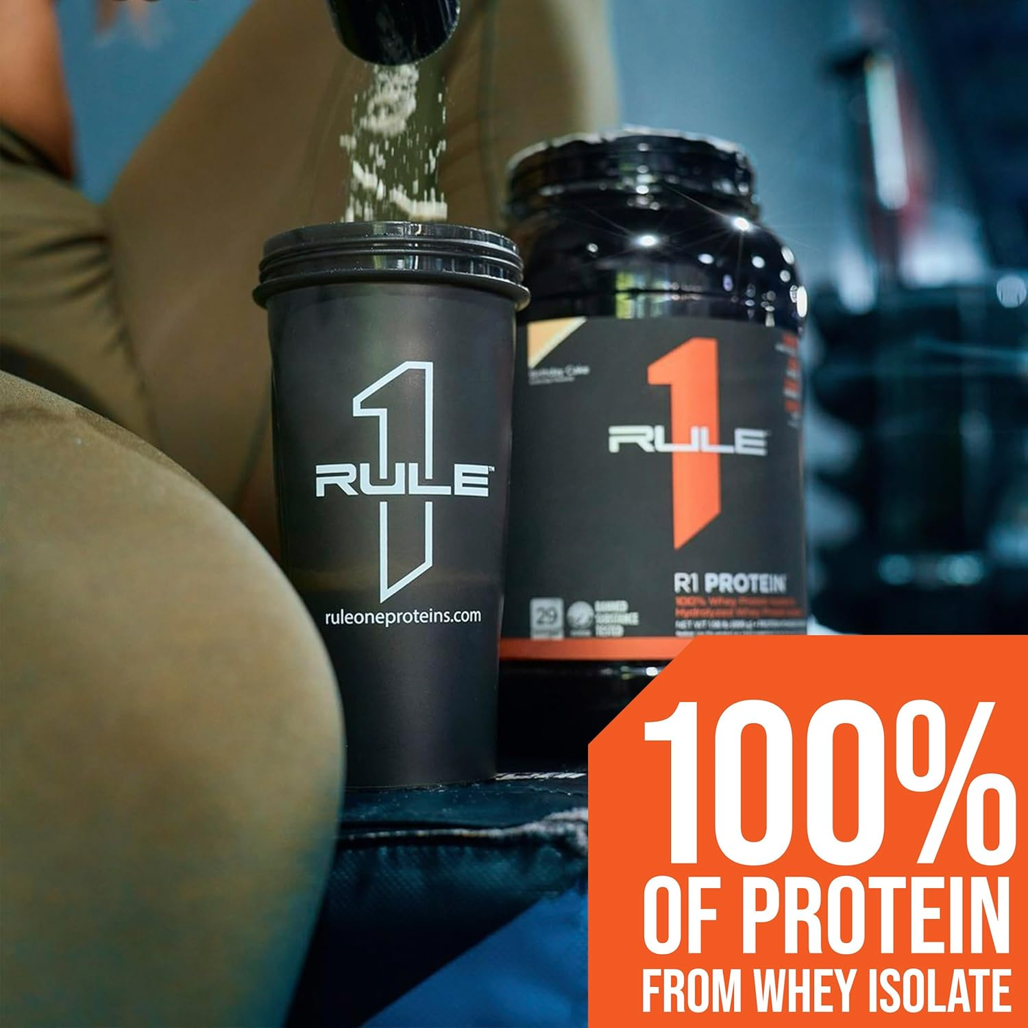Rule1 R1 100% Whey Protein Isolate and Hydrolysate Protein Powder 5.03 Lb, Strawberry Banana (73 Servings) image number 1