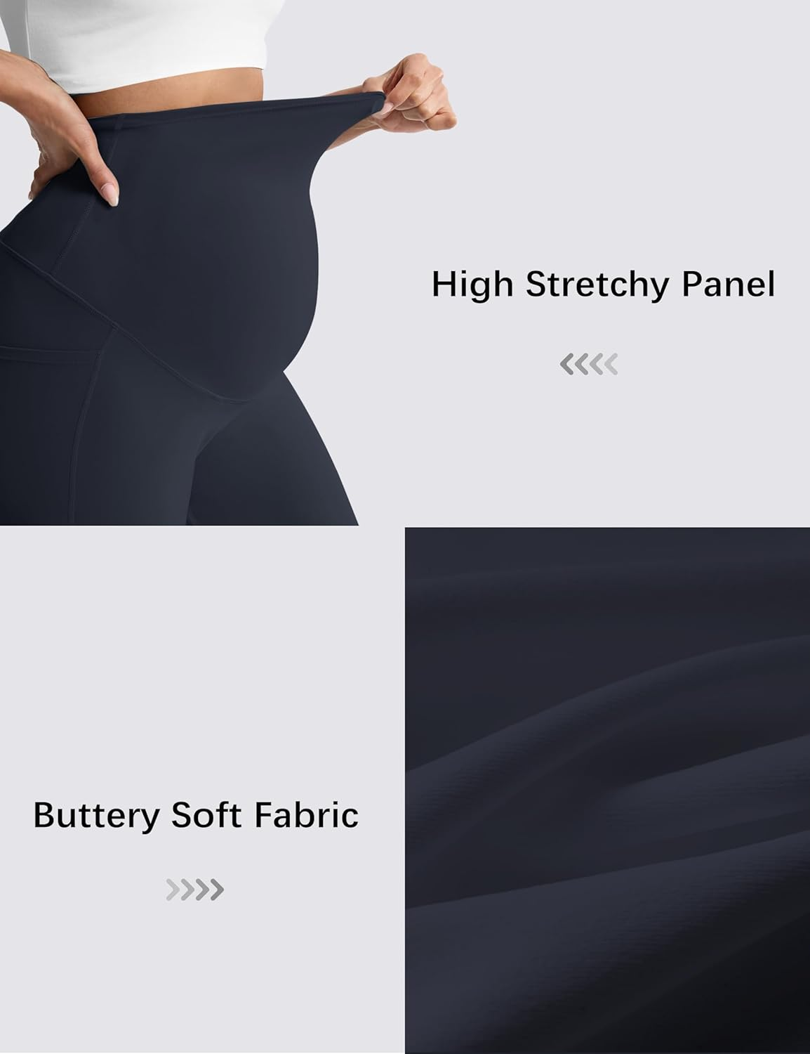 Mama Land Buttery Soft Maternity Flare Leggings over the Belly 29"/32"/34" - Workout Yoga Pregnancy Pants with Pockets image number 4