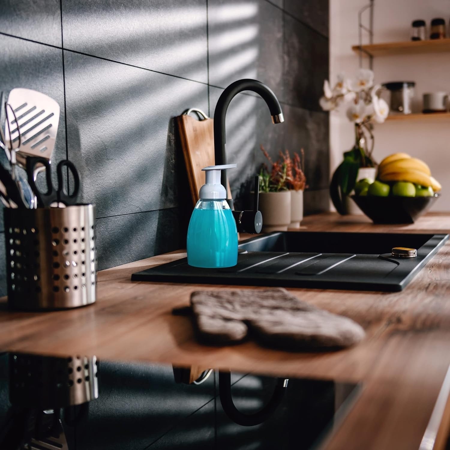 Clear Plastic Foaming Bathroom Countertop Soap Dispensers, Foaming Pump Bottles, Refillable Plastic Container for Liquid Soap, Compatible with Dr Bronner'S Pure Castile Soap 250Ml (8.5 Oz) - (3 Pack) image number 1