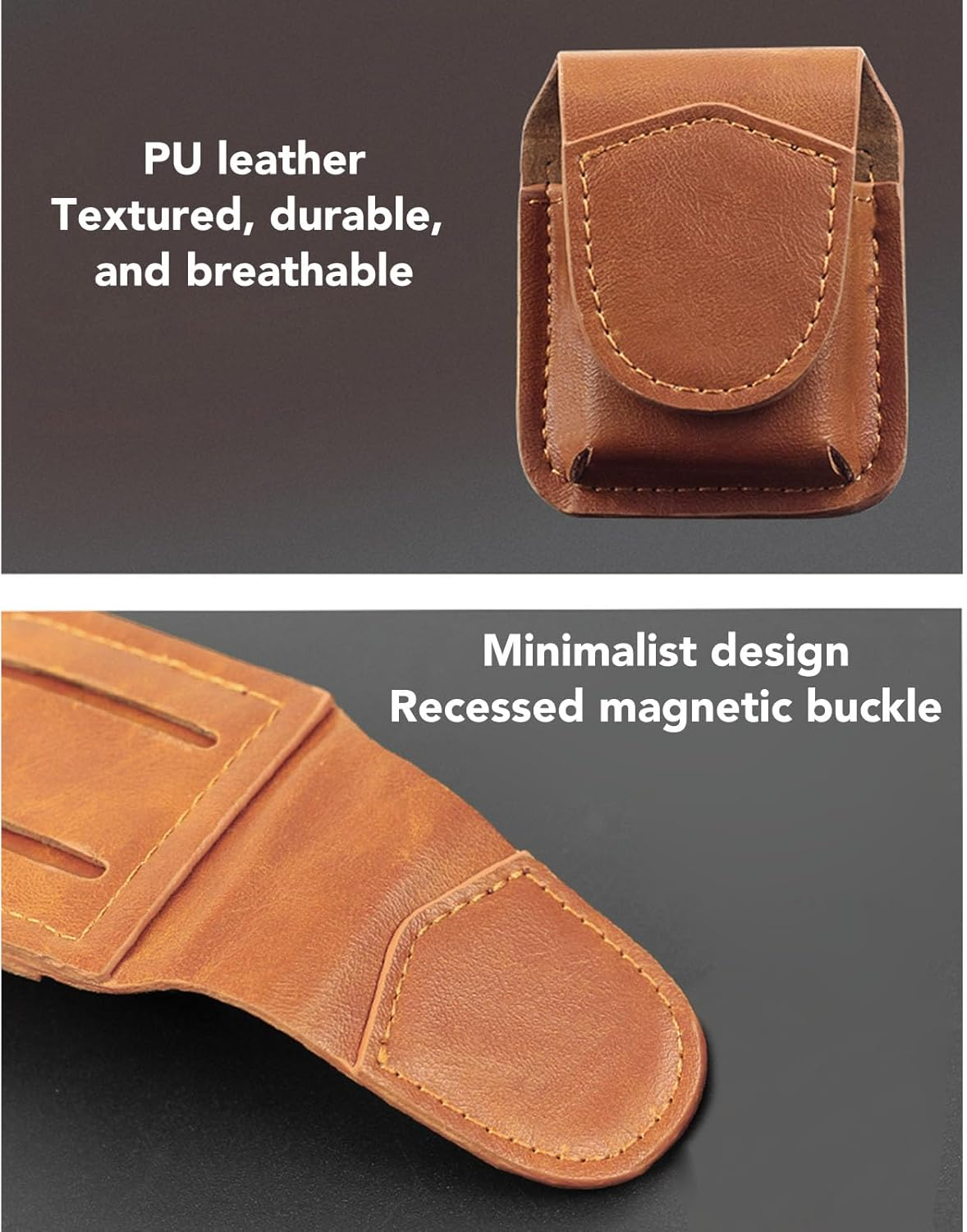 PU Leather Lighter Pouch, Protective Lighter PU Holder, Lighter Waist Case, Lighter Cover Storage Sleeve with Pocket Belt, anti Scratch for Outdoor image number 2