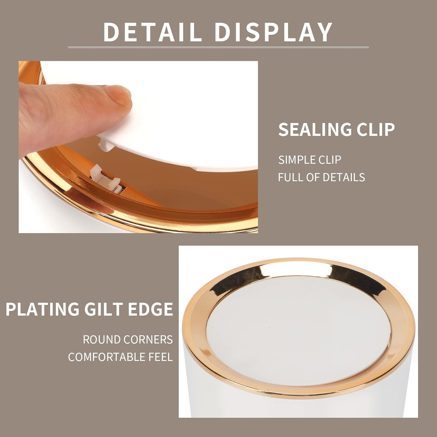 Small Trash Can Wastebasket with Lid round 2.6L Mini Desk Top Bin for Vanity Bathroom Bedroom Kitchen Office,Abs - Black image number 6