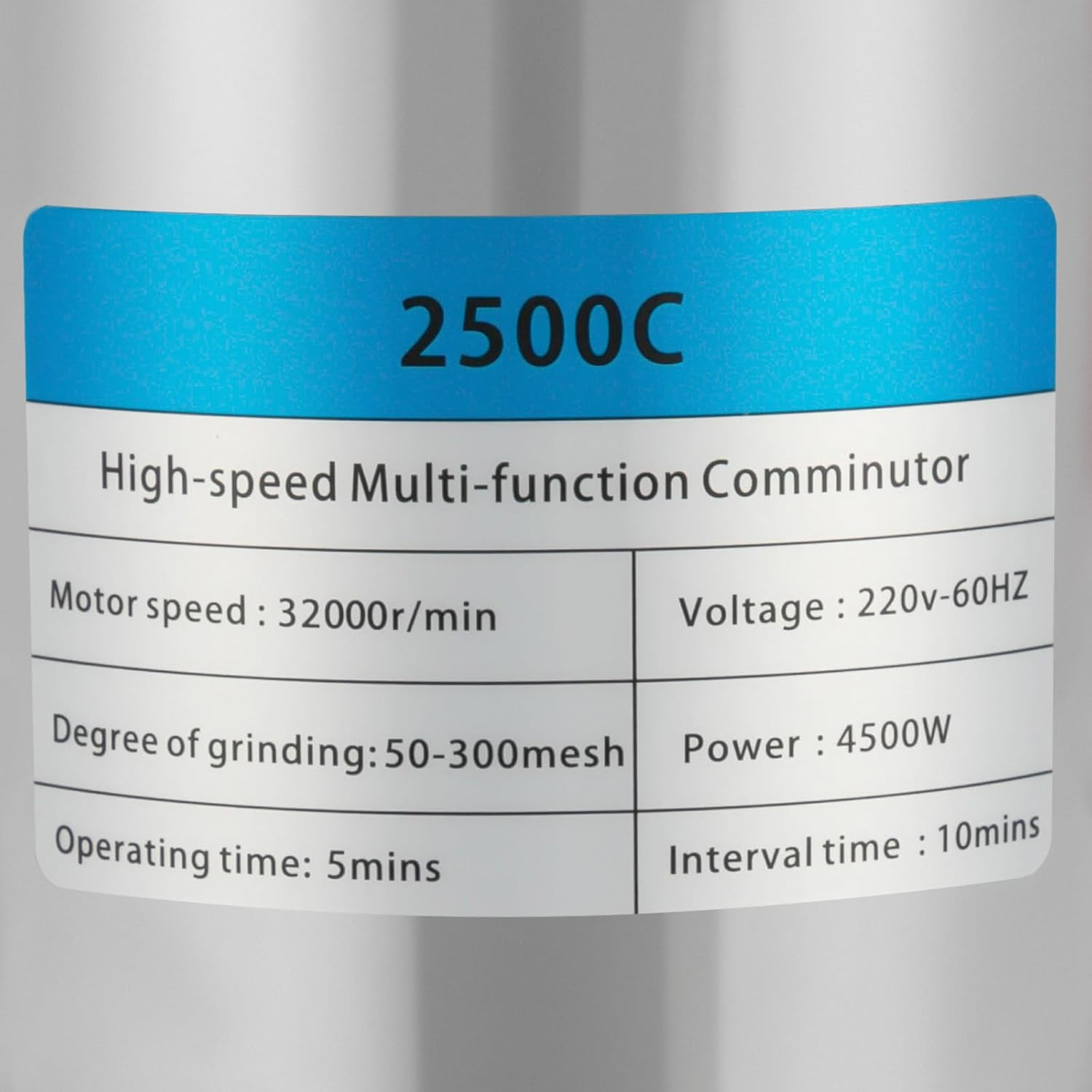 Electric Grain Mill Grinder, 2500G High Speed 304 Stainless Steel Grain Grinder, 4500W Electric Grain Grinding Machine for Grains, Millet & Spices - Spice Grinders for Commercial & Home Use image number 6