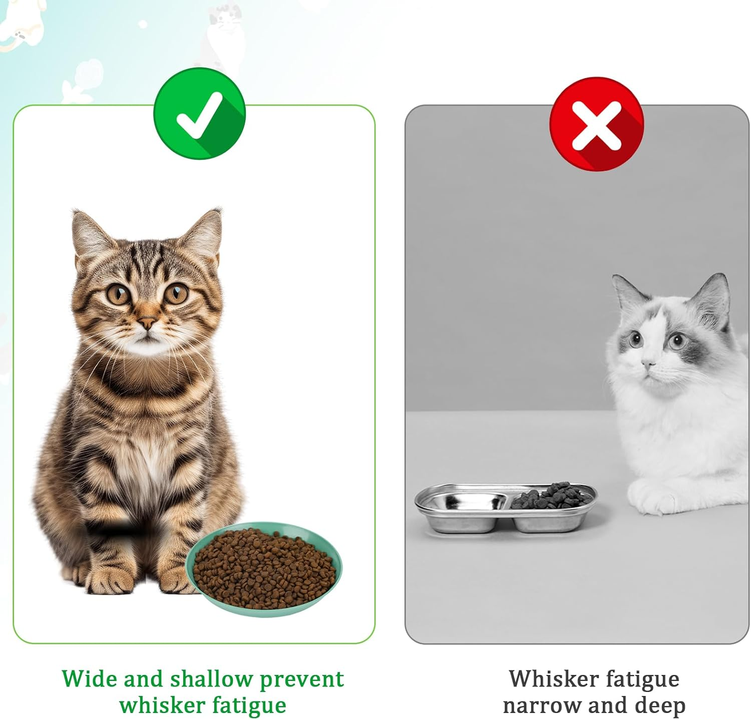 Pack of 4 Cat Food Bowls, Flat Cat Food, Flat Cat Bowls, Whiskers, Fatigue-Free, Cat Food Bowls for Food and Water, Cat Bowl for Kittens and Short-Legged Cats - Pack Of 8 image number 3